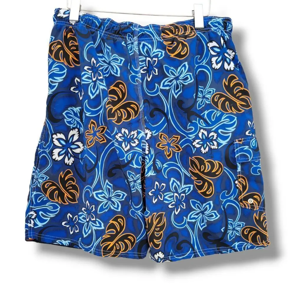 Ocean Pacific OP Sports Men’s Blue Floral Swim Trunks – Size Large
